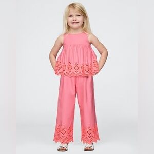 NWT GAP Coral Frost Pink Eyelet Poplin 2-Piece Outfit Size 4 Years